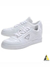 Downtown Triagle Logo Leather Low Top Sneakers White - PRADA - BALAAN 2