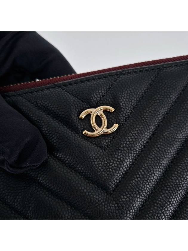 Caviar Chevron Classic Clutch Bag Large Black - CHANEL - BALAAN 4