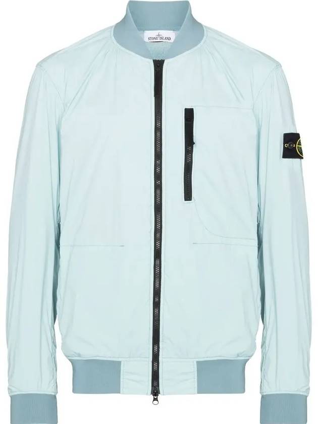 Skin Touch Nylon Garment Dyed Bomber Jacket Aqua - STONE ISLAND - BALAAN 3