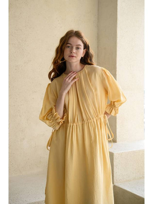 Caisienne pleated neckline strap long dress_yellow - CAHIERS - BALAAN 2