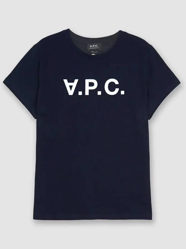VPC Logo Print Short Sleeve T-Shirt Navy - A.P.C. - BALAAN.
