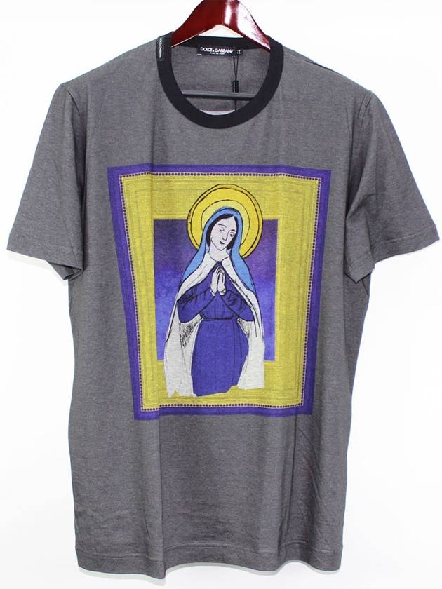 Men's Virgin Mary Logo Round Neck Short Sleeve TShirt G8FL6T G7EMW - DOLCE&GABBANA - BALAAN 1