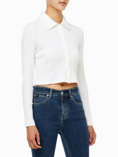 Jeans Slip Rib Long Sleeve Shirt White - CALVIN KLEIN - BALAAN 1