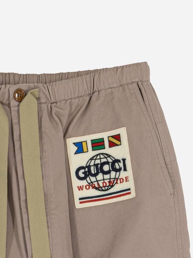 Men's Logo Pattern Cargo Track Pants Oatmeal - GUCCI - BALAAN 4