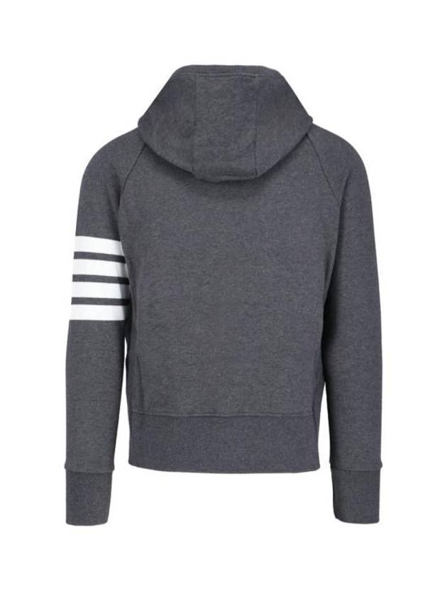 Engineered 4 Bar Diagonal Zip Up Hoodie Dark Grey - THOM BROWNE - BALAAN 3