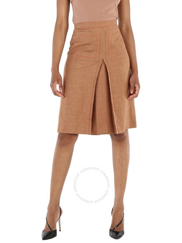 Burberry Ladies Topstitch Detail Wool-blend A-line Skirt, Brand Size 4 (US Size 2) - BURBERRY - BALAAN 1