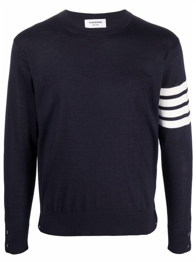 4 Bar Armband Classic Merino Wool Knit Top Navy - THOM BROWNE - BALAAN 3