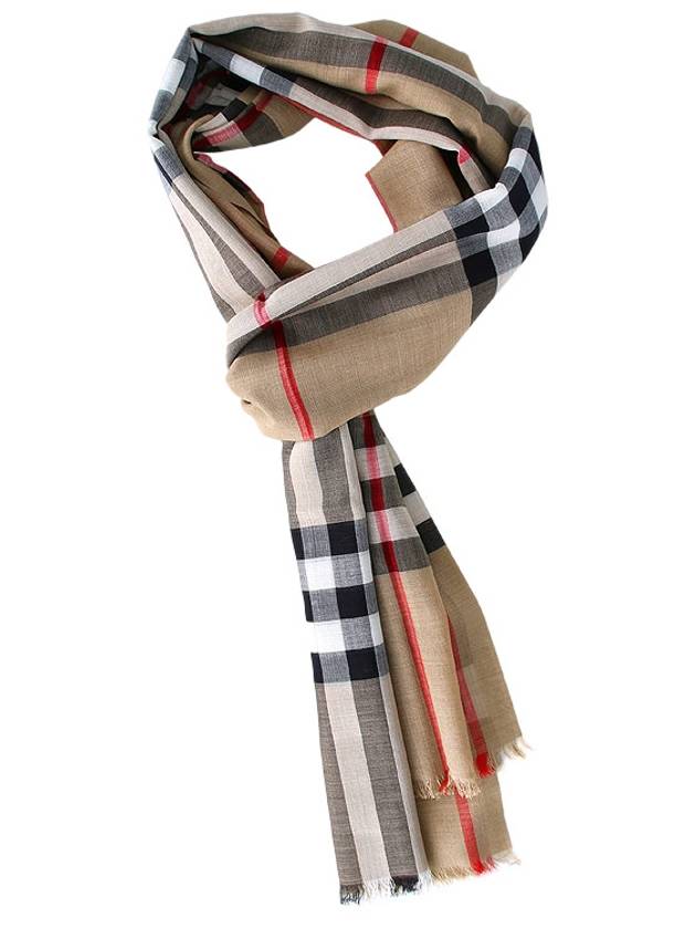 Giant Check Gauze Wool Silk Scarf 8078779 - BURBERRY - BALAAN 2