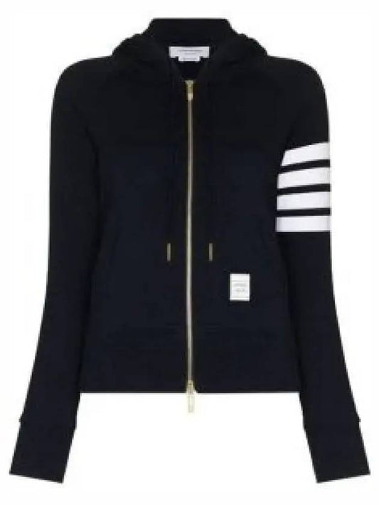 Engineered 4-Bar Stripe Loopback Jersey Knit Zip Up Hoodie Navy - THOM BROWNE - BALAAN 2