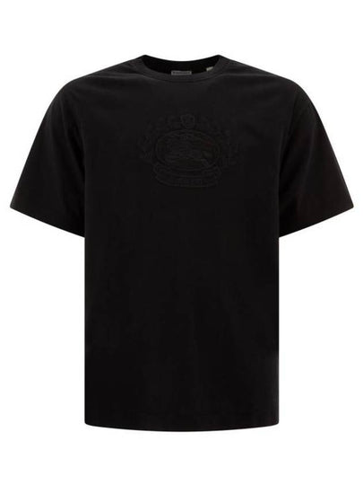 Embroidered Logo Cotton Short Sleeve T-Shirt Black - BURBERRY - BALAAN 2