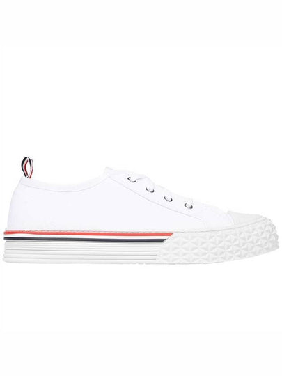 Striped Trim Lace-up Low Top Sneakers White - THOM BROWNE - BALAAN 2