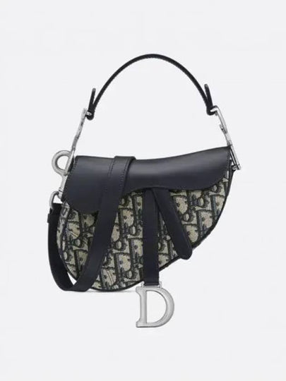 Mini Saddle Bag Strap Blue Oblique Jacquard and Smooth Calfskin M0456VDDS M928 - DIOR - BALAAN 2