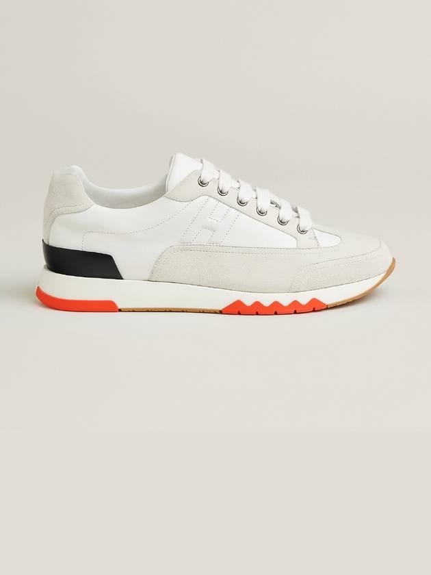 Trail Sneakers Calfskin Suede Goatskin Blanc Noir - HERMES - BALAAN 4