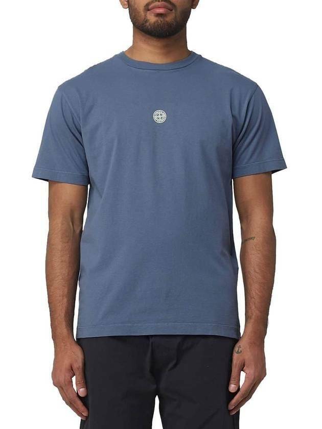 Chest Logo Print Short Sleeve T-Shirt Avio Blue - STONE ISLAND - BALAAN 8