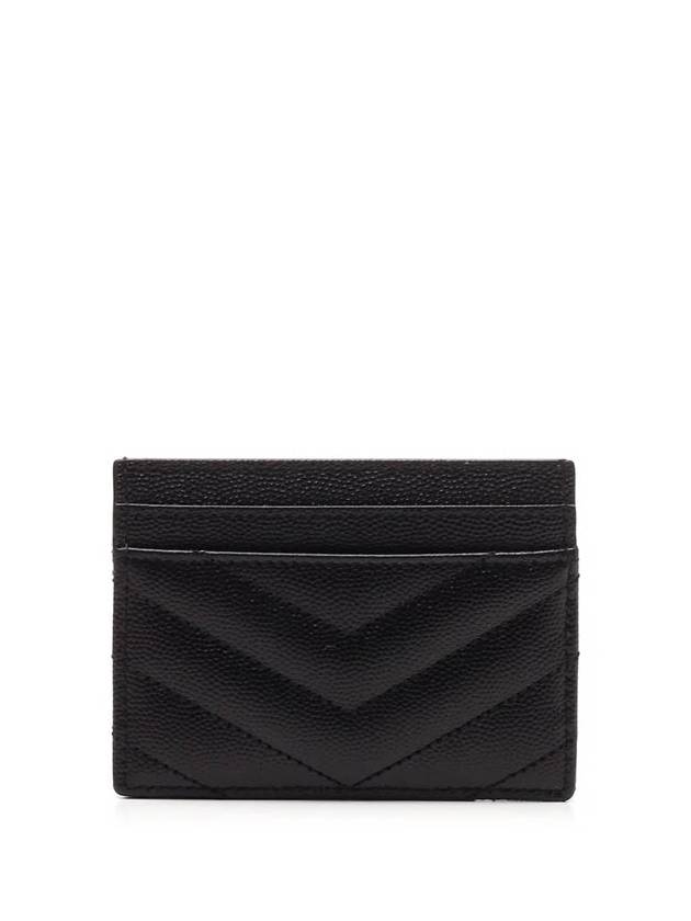 Gold Hardware Matelasse Caviar Leather Card Wallet Black - SAINT LAURENT - BALAAN 3