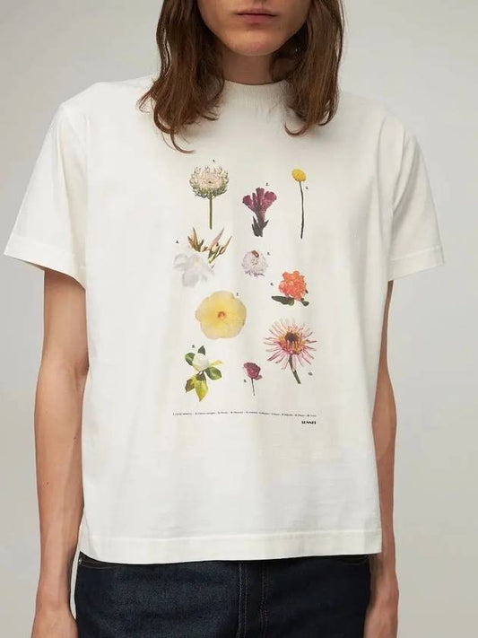 Short sleeve unisex flower print classic t-shirt white MRTWXJER007 - SUNNEI - BALAAN 2