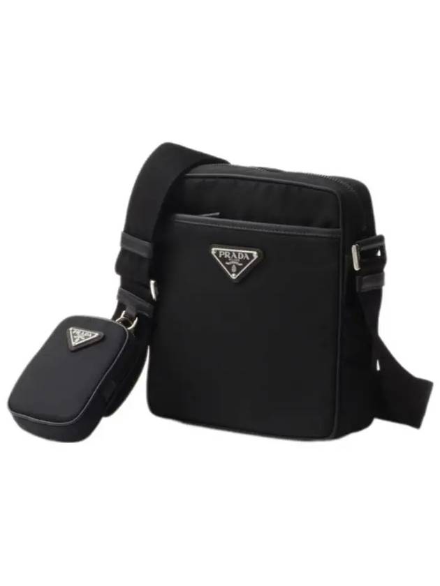 Triangle Logo Re-Nylon Saffiano Leather Cross Bag Black - PRADA - BALAAN 3