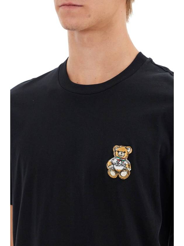 Teddy Crew Neck Cotton Short Sleeve T-Shirt Black - MOSCHINO - BALAAN 5