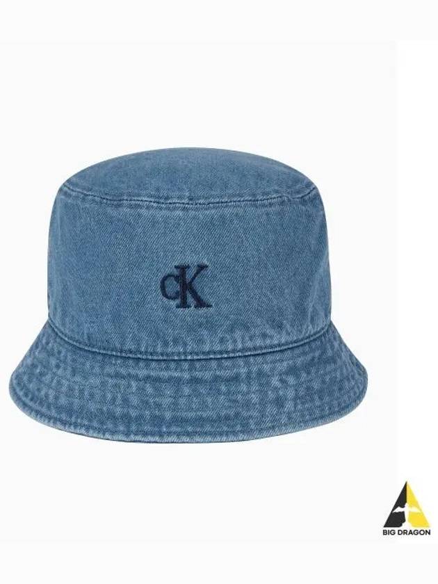 JEANS Unisex CKJ Small Monogram Logo Denim Bucket Hat 4G5042GLHK - CALVIN KLEIN - BALAAN 1