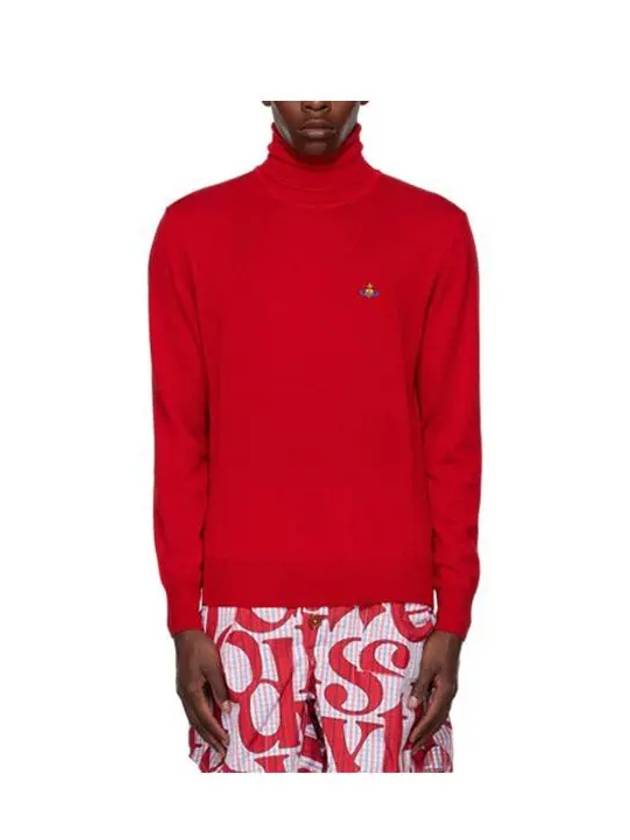 Men's Embroidered Logo Knit Turtleneck Red - VIVIENNE WESTWOOD - BALAAN 2