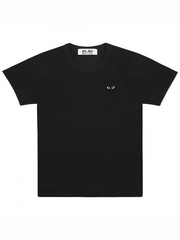 Men's Black Heart Waffen Short Sleeve T-Shirt Black - COMME DES GARCONS PLAY - BALAAN 1