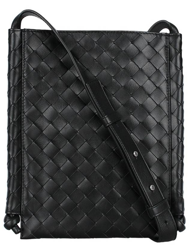 Intrecciato Flat Loop Small Cross Bag Black - BOTTEGA VENETA - BALAAN 3