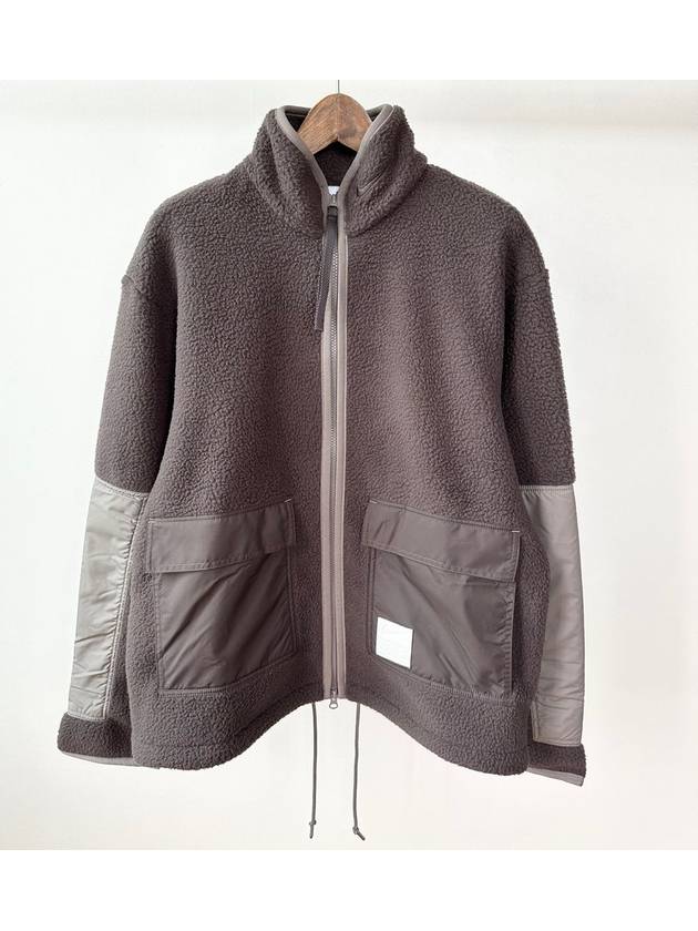 Sherpa High Pile Fleece Zip-Up Jacket Brown - NIKE - BALAAN 2