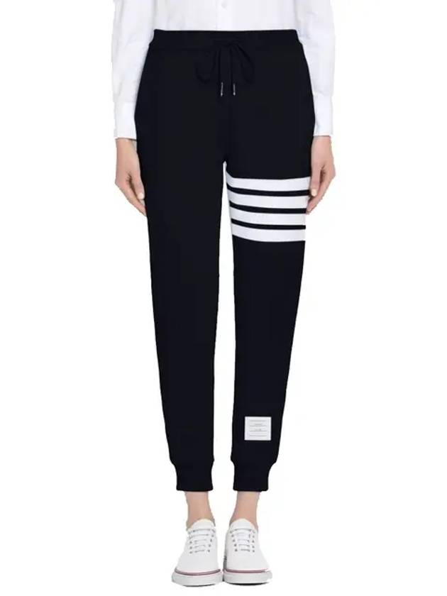 Women's Engineer 4 Bar Cotton Loopback Knit Track Pants Navy - THOM BROWNE - BALAAN 3