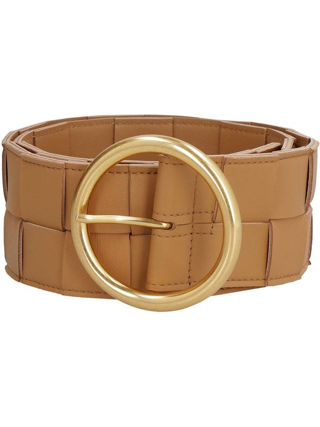 Intrecciato Ring Buckle Leather Belt Beige - BOTTEGA VENETA - BALAAN 3