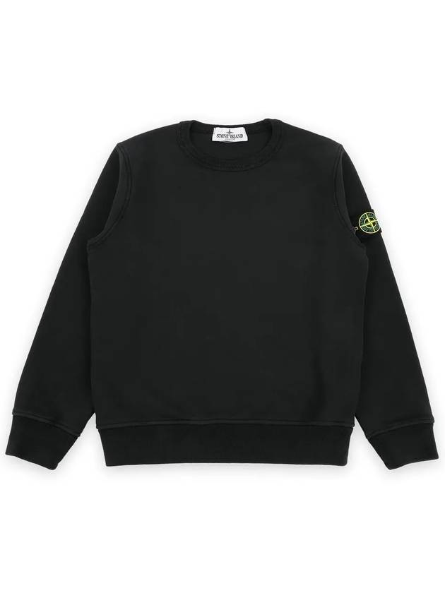 Kids Wappen Patch Organic Cotton Fleece Sweatshirt Black - STONE ISLAND - BALAAN 4