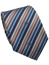 GG logo striped silk tie navy beige - GUCCI - BALAAN.