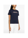 Cotton Web Print Short Sleeve T-Shirt Navy - GUCCI - BALAAN 3