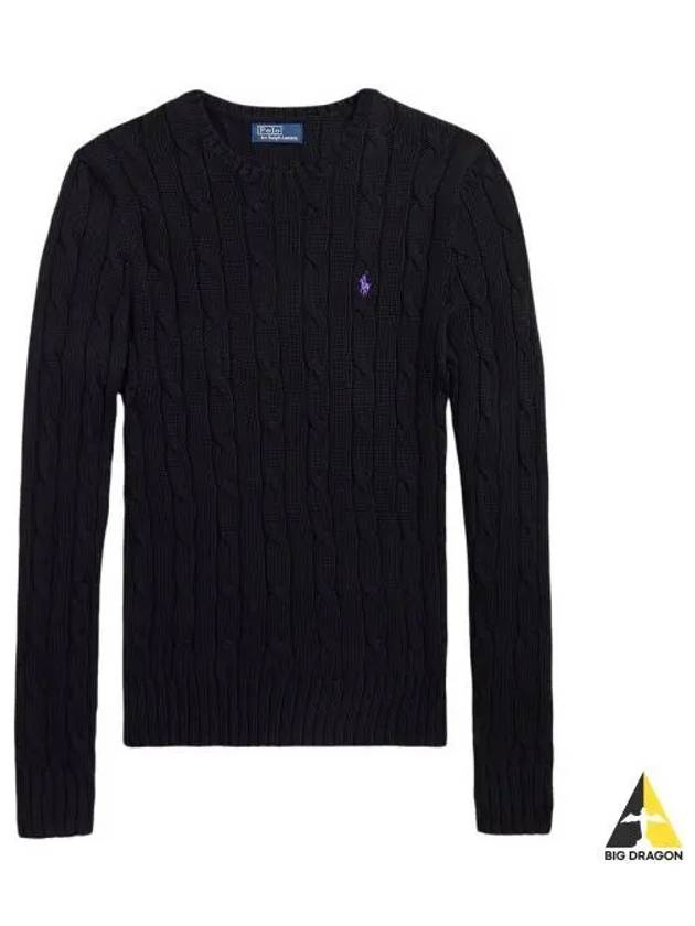 Embroidered Logo Pony Cable Knit Top Black - POLO RALPH LAUREN - BALAAN 2