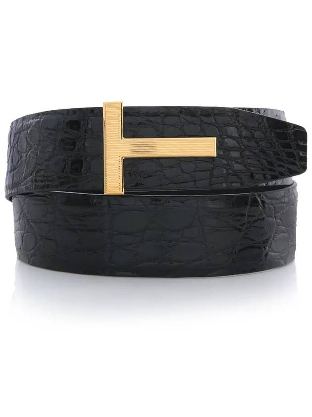 Gold T buckle reversible belt black - TOM FORD - BALAAN 2