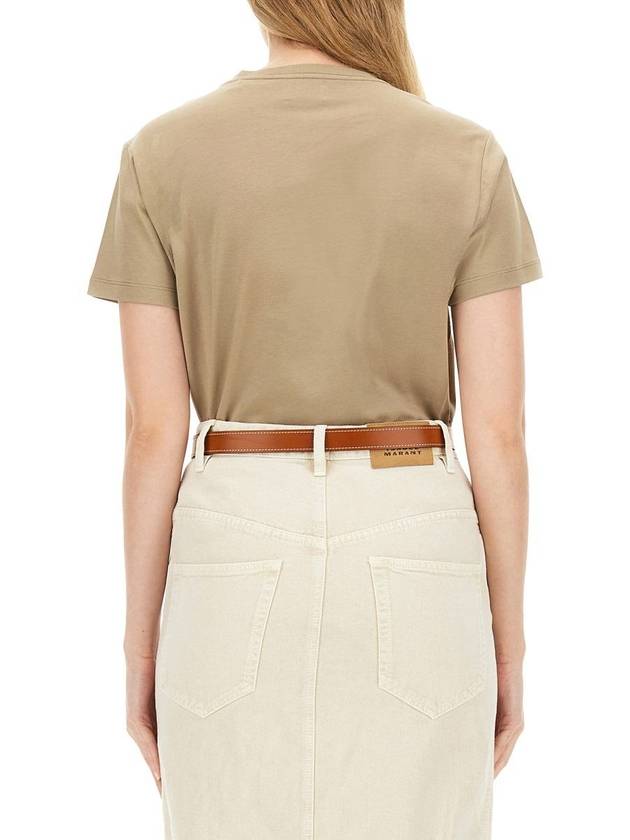 Aby logo short sleeve t shirt light khaki - ISABEL MARANT ETOILE - BALAAN 4