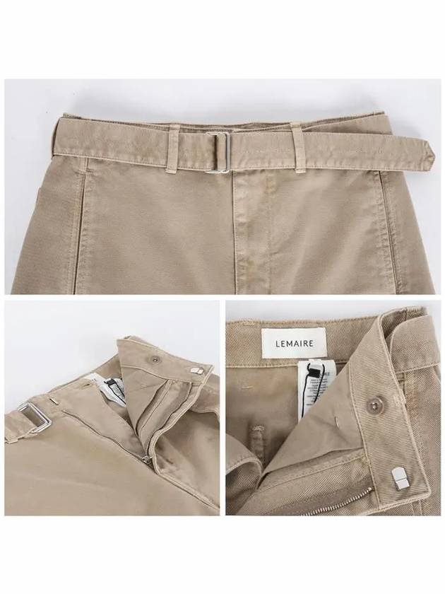 Twisted Belted Cotton Straight Pants Beige - LEMAIRE - BALAAN 6