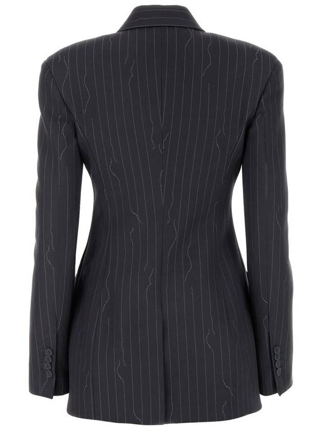 pinstripe pattern virgin wool blend blazer OWEF123S24FAB0030707 - OFF WHITE - BALAAN 3