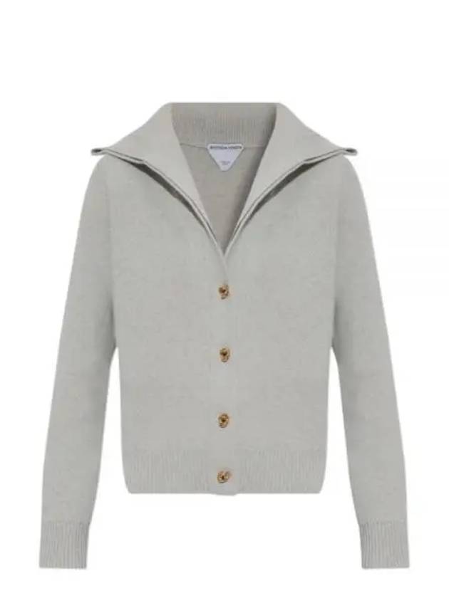 Compact Knot Button Wool Cardigan Moon - BOTTEGA VENETA - BALAAN 2