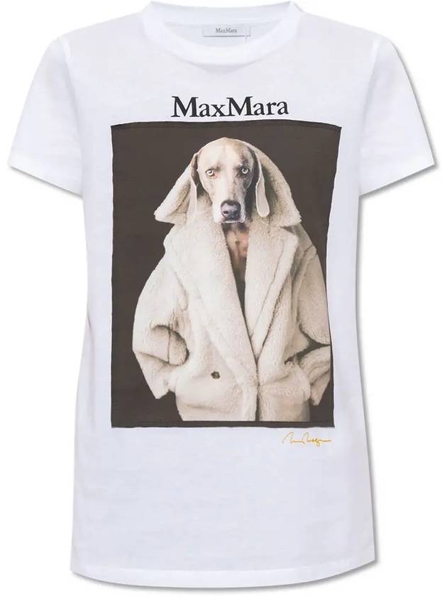 Print Cotton Short Sleeve T-Shirt White - MAX MARA - BALAAN 3