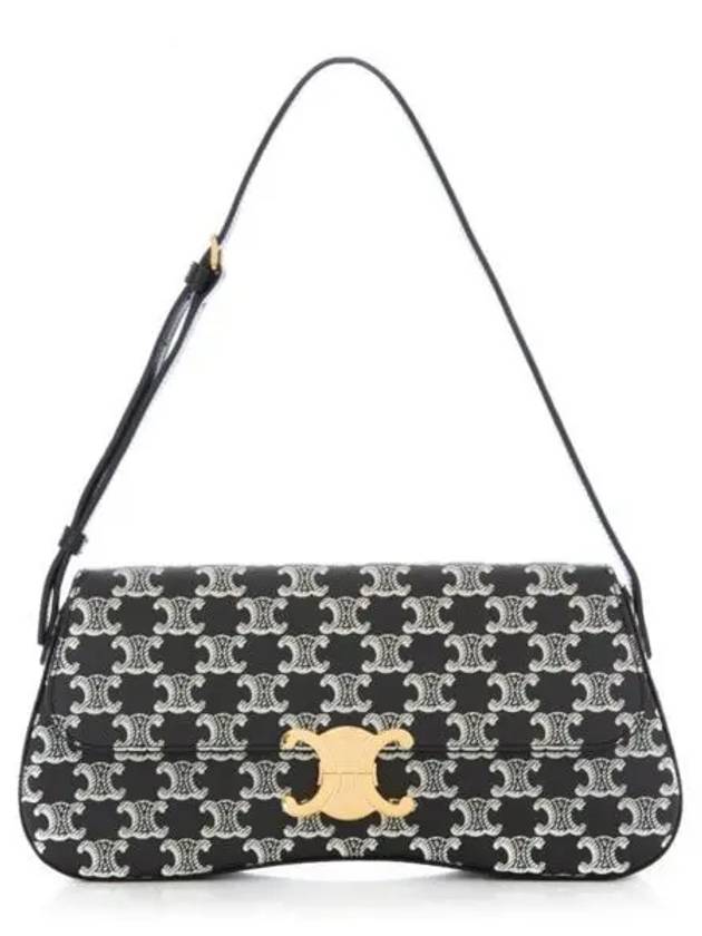 Medium Lola Triomphe Canvas Two-Tone Shoulder Bag Black - CELINE - BALAAN 2