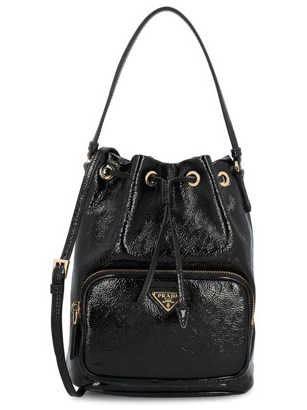 Duet Naplak Patent Leather Bucket Bag Black - PRADA - BALAAN 1