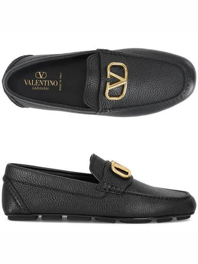 Gold V Logo Loafers Black - VALENTINO - BALAAN 2