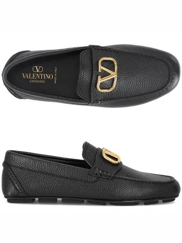 Gold V Logo Loafers Black - VALENTINO - BALAAN 2