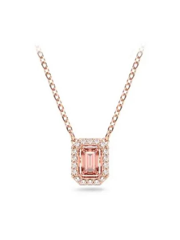 Una Octagon Cut Crystal Pendant Necklace Pink Rose Gold - SWAROVSKI - BALAAN 2