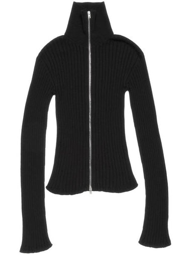 Ribbed Zip-Up Cardigan Black - ACNE STUDIOS - BALAAN 1