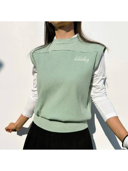 golf wear pastel mint knit golf vest field rounding look - LOLOALLOY - BALAAN 1