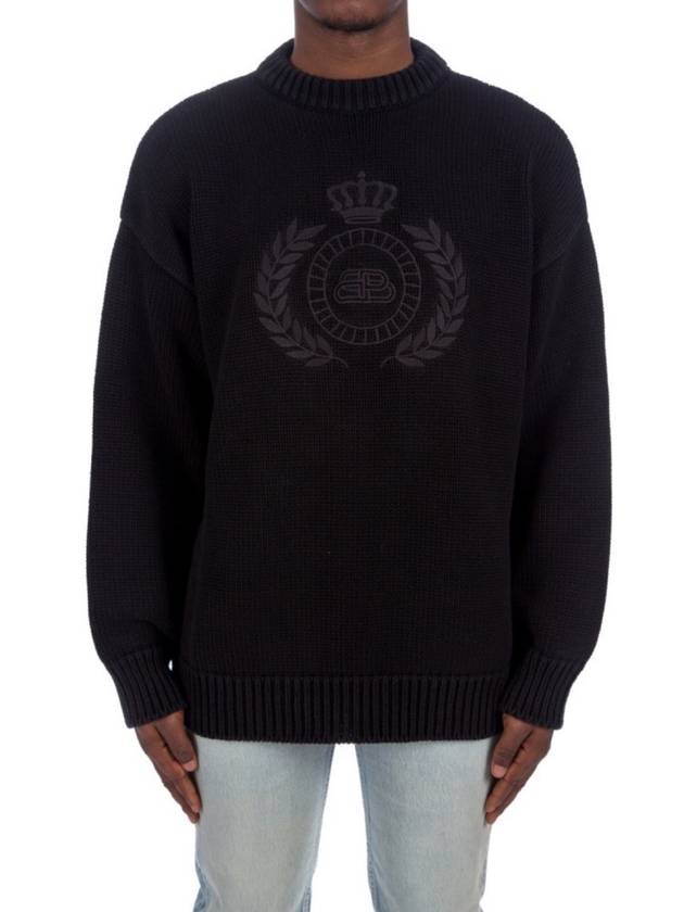 BB logo embroidered knit top black - BALENCIAGA - BALAAN.