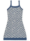 Women's Checkerboard Optical Illusion Sleeveless Knit One Piece Navy I4SO01NV - IOEDLE - BALAAN 5