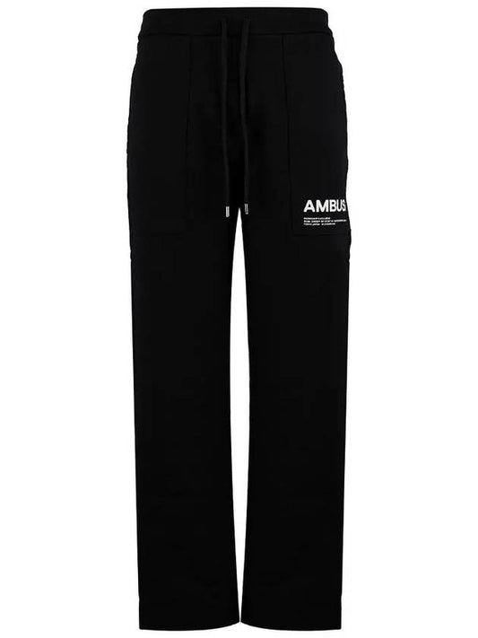 Men's Logo Workshop Fleece Track Pants Black - AMBUSH - BALAAN.