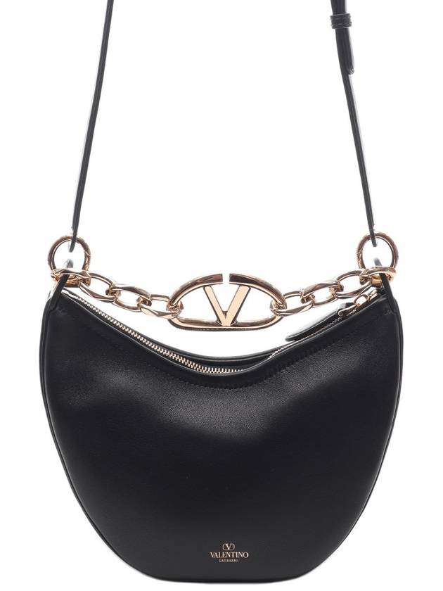 SN Black mini vlogo moon bag in nappa leather with chain 5W2B0Q43PHV 0NO - VALENTINO - BALAAN 5